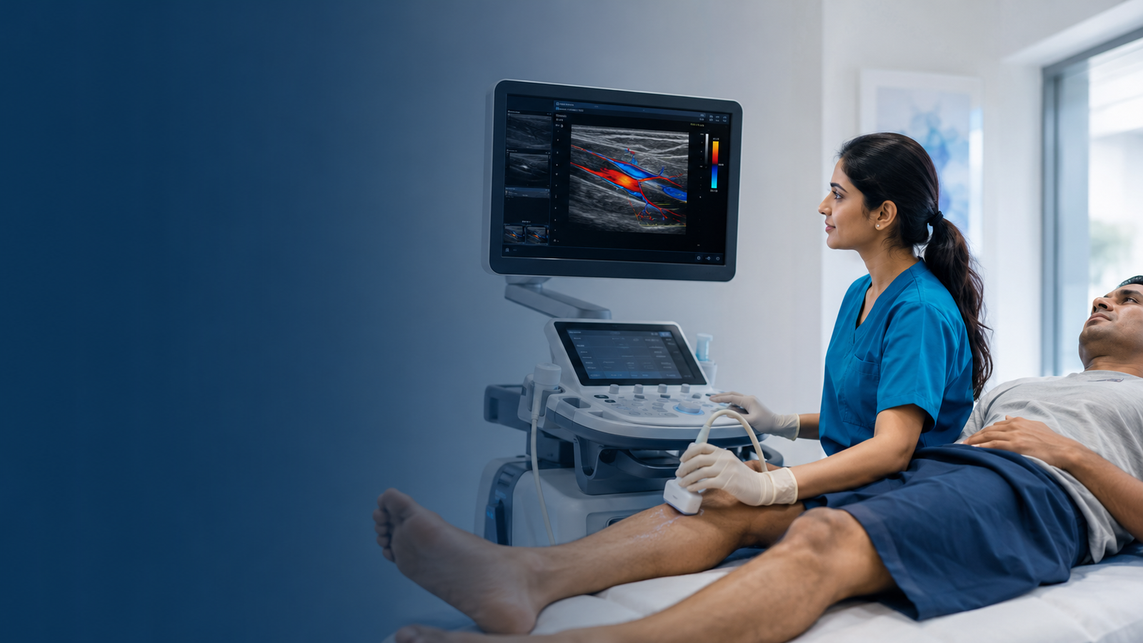 Colour Doppler ultrasound assessment of leg circulation